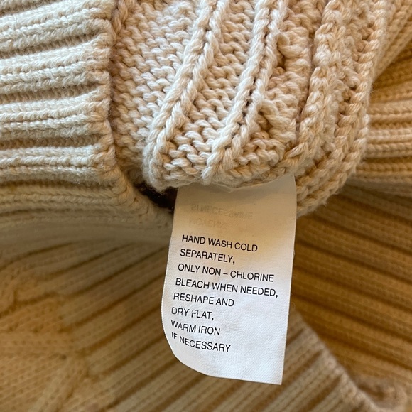 COTTON Women's Cream Cable Knit Turtleneck Sweater - Picture 6 of 6